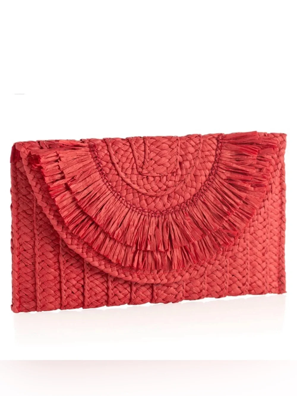 Shiraleah Sarah Clutch Red Woven Paper Straw Snap Closure Handbag New No Tag